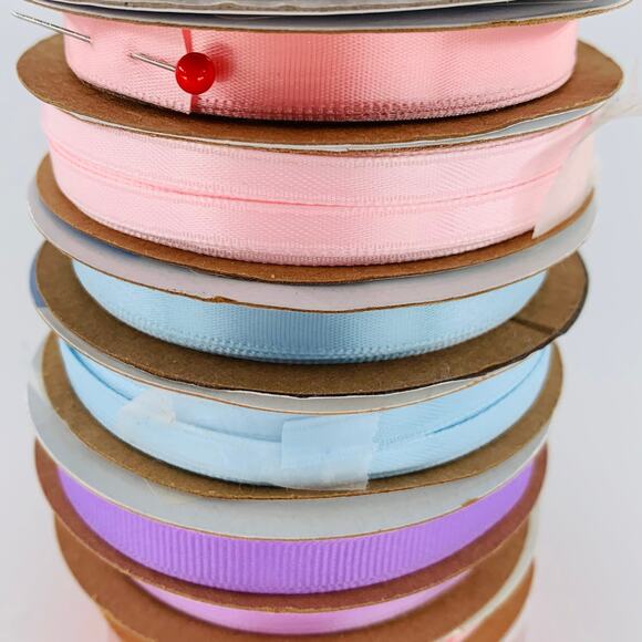 Ribbon Lot For Crafts Multicolor Blue Red Purple Pink Green Grosgrain Satin Trim - Picture 4 of 8